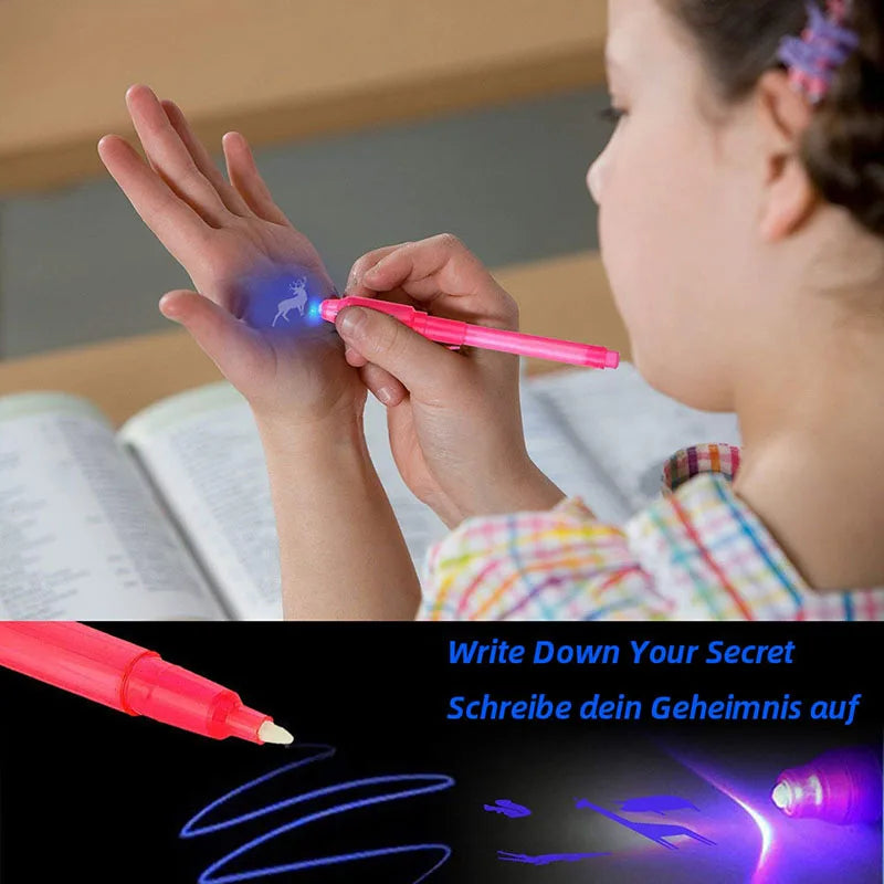*4pcs Luminous Light Magic Pen* 2 In 1 UV Black Light Combo -Drawing Invisible Ink Pen-