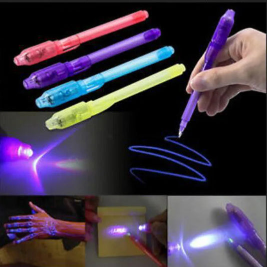*4pcs Luminous Light Magic Pen* 2 In 1 UV Black Light Combo -Drawing Invisible Ink Pen-