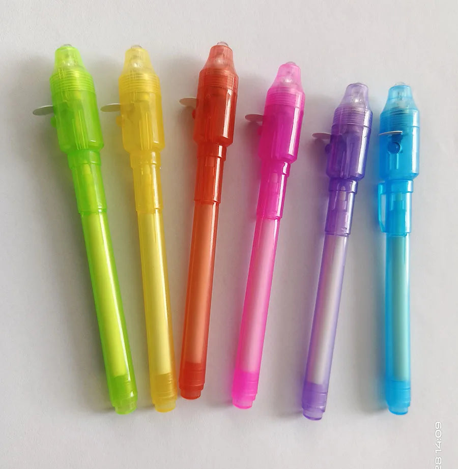 *4pcs Luminous Light Magic Pen* 2 In 1 UV Black Light Combo -Drawing Invisible Ink Pen-
